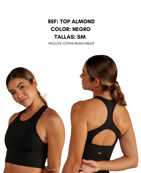 Almond Black Sports Top